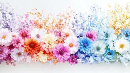 Fototapeta premium Rainbow floral arrangement of colorful artificial flowers.
