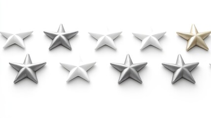 Eight Metallic Stars in a Row, Representing Rating or Ranking System