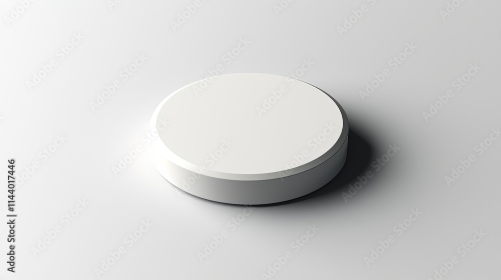 Poster minimalist white circular object with soft shadow and smooth finish