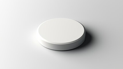 Minimalist White Circular Object with Soft Shadow and Smooth Finish