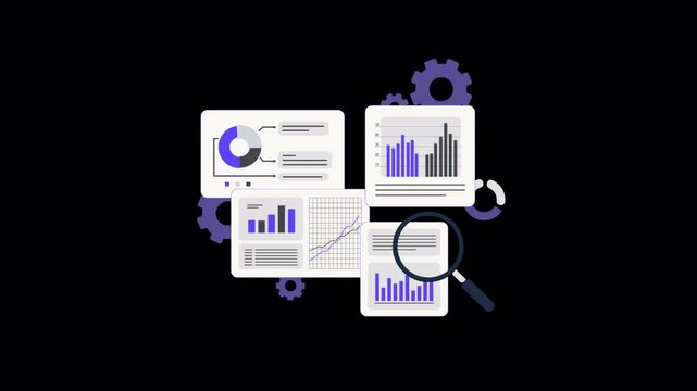 Data Analytics Information and Monitoring Concept Animation Video - Transparent