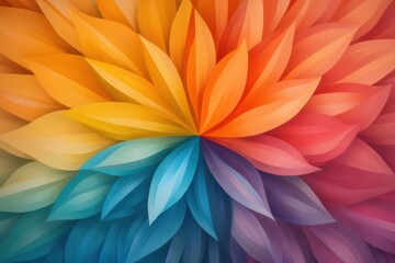 Vibrant Floral Abstract Design with Colorful Petals in Shades of Orange, Blue, and Purple for Inspirational Backgrounds or Creative Projects