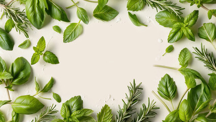 Lush assortment of fresh herbs displayed elegantly on a neutral backdrop for culinary inspiration