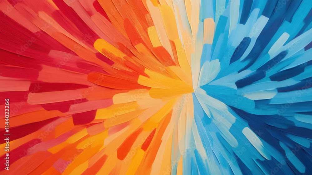 Aufkleber vibrant abstract swirl of colors with red and yellow blending into blue and light blue in dynamic br