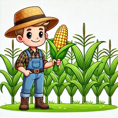 cartoon illustration of corn farmer
