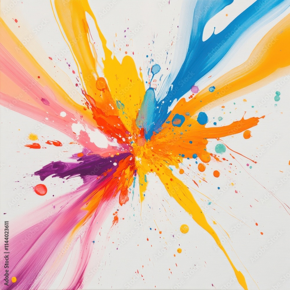 Aufkleber vibrant abstract paint splash with dynamic colors on white canvas ideal for creative and artistic pr