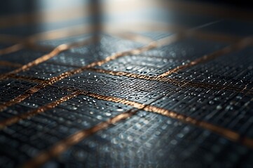 Ultra-Detailed Image Of A Silicon Wafer Reflecting Light In A Clean Laboratory Setting