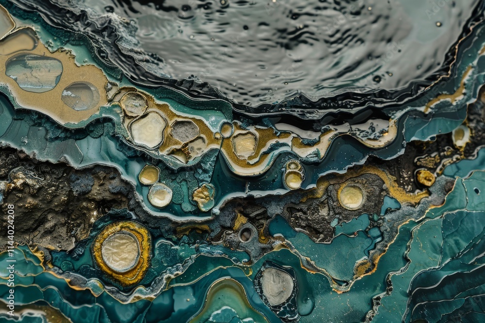 Poster detailed close up view of a cosmic object highlighting its intricate structure and vibrant colors