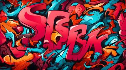 Obraz premium Dynamic graffiti art explosion urban street visual artwork vibrant environment close-up perspective creative expression