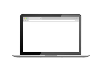 Web browser mockup interface on laptop screen. Vector homepage website. Copy space
