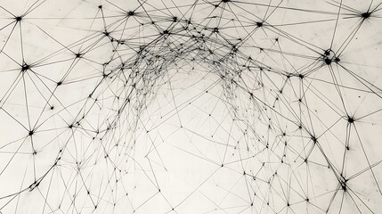 Abstract Digital Painting: Network Connections in a White Void. AI Generated
