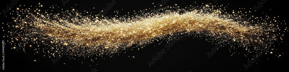Aufkleber abstract burst of golden sparkles arranged in crescent moon shape displayed on seamless black backgr