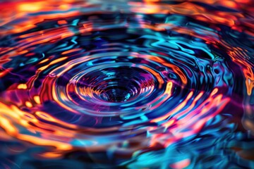 Vibration in Colorful Water Resonance. Abstract Blue Ripple Ring Background