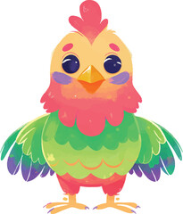 illustration of a cheerful, vibrant-colored chicken, perfect for a children's theme