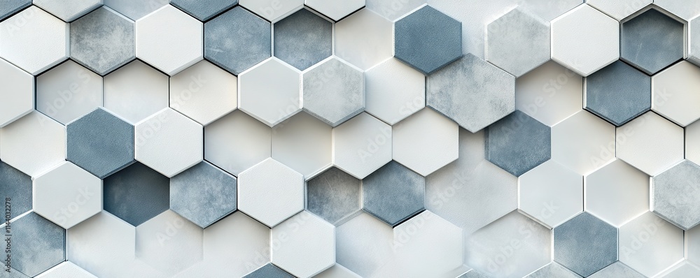 Aufkleber abstract geometric banner with overlapping hexagonal shapes in shades of gray and white