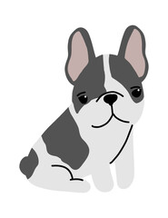 Cute Cartoon French Bulldog. Vector colorful puppy character on white background.