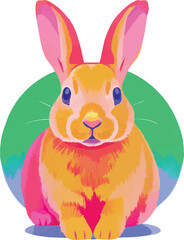 illustration of a cheerful, vibrant-colored rabbit, perfect for a children or kid theme