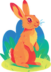 illustration of a cheerful, vibrant-colored rabbit, perfect for a children or kid theme