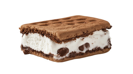 Delicious Half Eaten Ice Cream Sandwich on a White Background Perfect for Dessert Lifestyle Blogs and Social Media Posts.