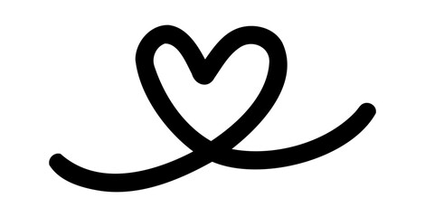 Simple doodle heart. Hand drawn heart isolated on white background. Valentine s Day symbol. Vector illustration.