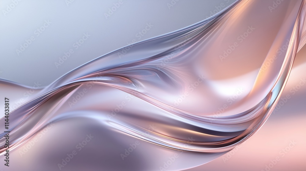 Poster delicate flowing waves of translucent material create a serene and calming visual effect in soft pas