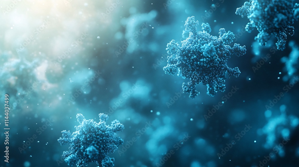 Poster microscopic view of viruses in action science lab environment detailed virus analysis