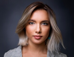 Naklejka premium short hair cute woman portrait