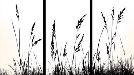 Silhouetted grass against a soft gradient background, creating a serene and minimalist atmosphere.