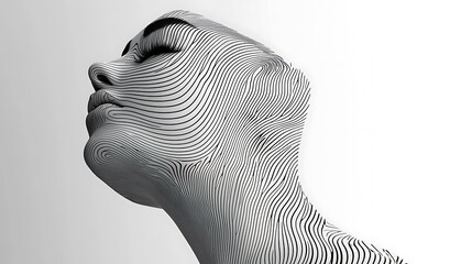 Serene 3D Render: Abstract Female Face, Minimalist Design. AI Generated