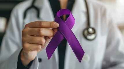 A Doctor Holding A Cancer Symbol Ribbon Awareness