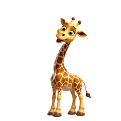Adorable 3D Rendered Cartoon Giraffe Character with Playful Expression and Detailed Pattern