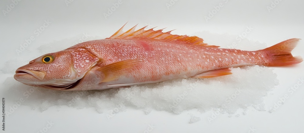 Poster freshly caught snapper fish displayed on ice in a seafood market showcasing quality and freshness fo