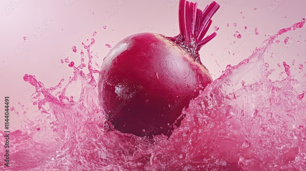Aufkleber beetroot splashing in water on pink background showcasing freshness and vibrancy of healthy vegetabl