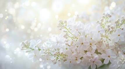  White flowers, white lilacs, and baby's breath in the foreground