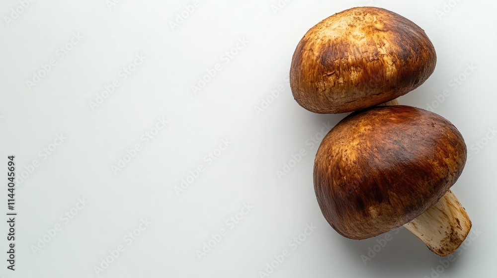 Poster freshly harvested boletus edulis mushrooms on a clean white background showcasing their rich color a