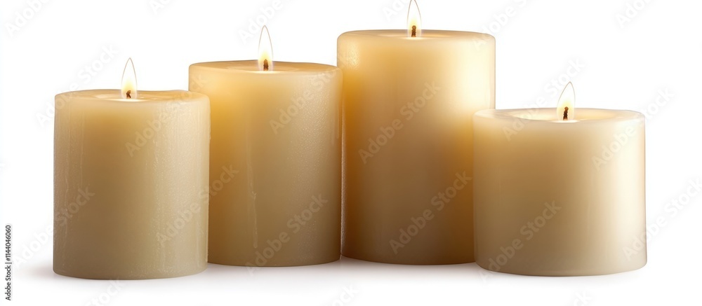 Poster warm glowing candles on a pristine white backdrop creating a serene and inviting atmosphere perfect 