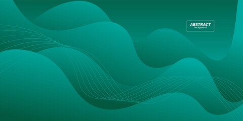 Bright green abstract background with paper cut with liquid bright gradient color in the background. Geometric wavy shape pattern. Vector Eps10