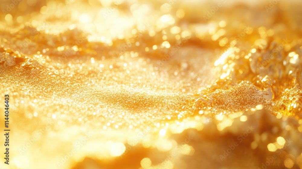 Poster golden shimmering background with soft gradients and textured highlights for elegant design and luxu