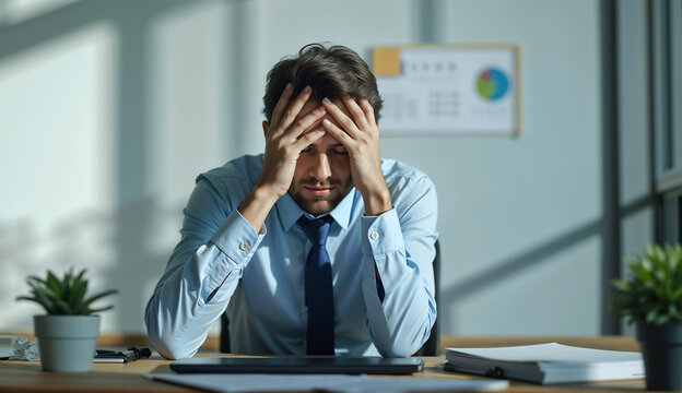 tired office worker in stress