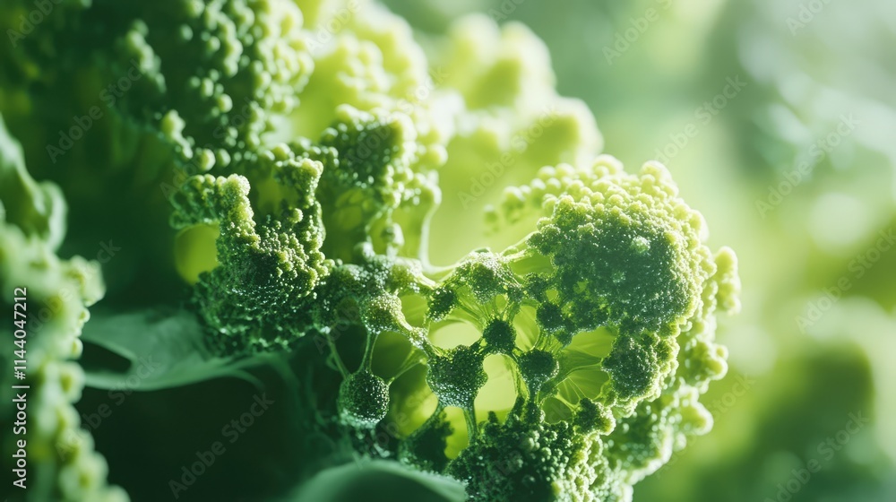 Poster close-up view of fresh green broccoli showcasing intricate textures and vibrant colors in a natural 