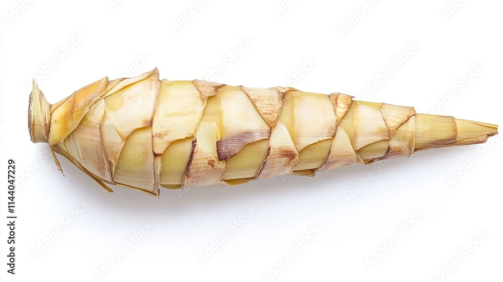 Poster fresh bamboo shoot vegetable isolated on white background showcasing its unique texture and shape fo