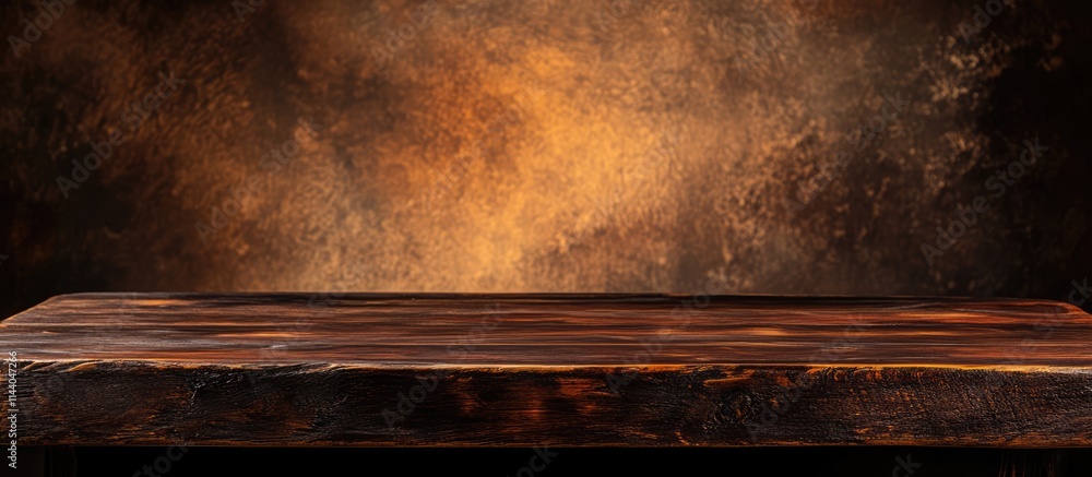 Aufkleber rustic wooden table in front of a warm bokeh background perfect for product displays or enhancing di