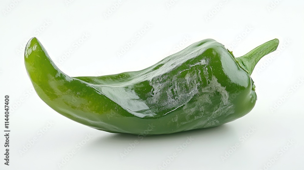 Aufkleber green bell pepper with glossy skin isolated on a clean white background showcasing its vibrant color