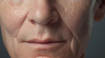 Fototapeta premium Close up Macro Shot of Hyperpigmentation Spots Wrinkles and Imperfections on Aging Dermis Skin Surface Dermatological Skin Condition Concept