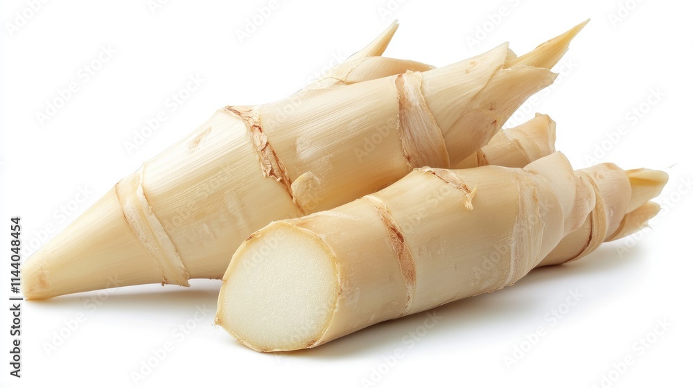Aufkleber fresh bamboo shoots displayed on a clean white background showcasing their smooth texture and vibran