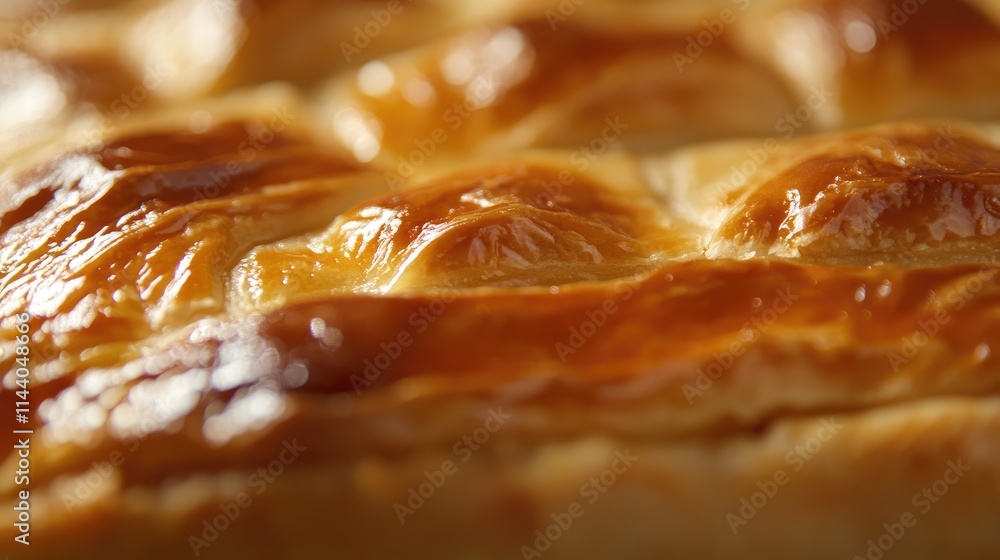 Aufkleber golden flaky crust of a freshly baked homemade beef pie showcasing a delectable close-up view of its