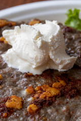 Foam, cream, strained yogurt