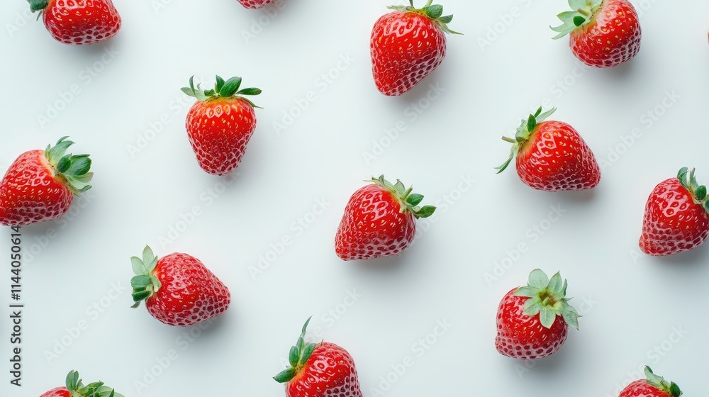 Aufkleber fresh ripe strawberries arranged in a pattern on a light background showcasing their vibrant color a