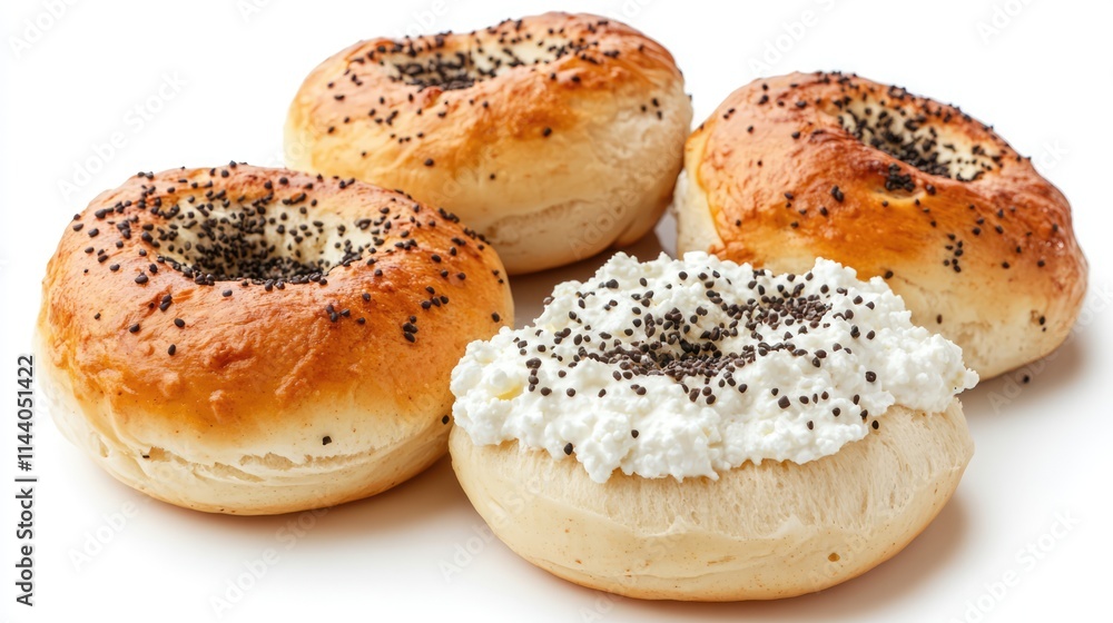 Aufkleber freshly baked muffins with cottage cheese and poppy seeds on a white background appetizing closeup f