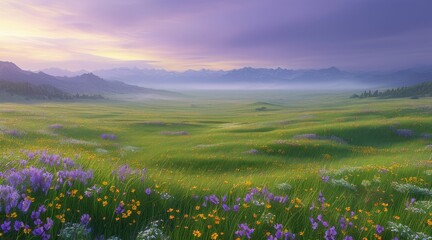 Flowering Meadow in Spring.